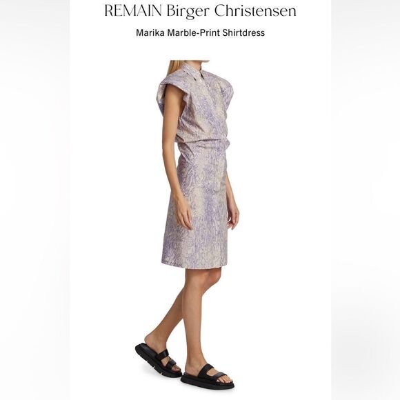 🎀 NWT Remain Birger Christensen marika marbled print shirt dress us 10 - Picture 3 of 16